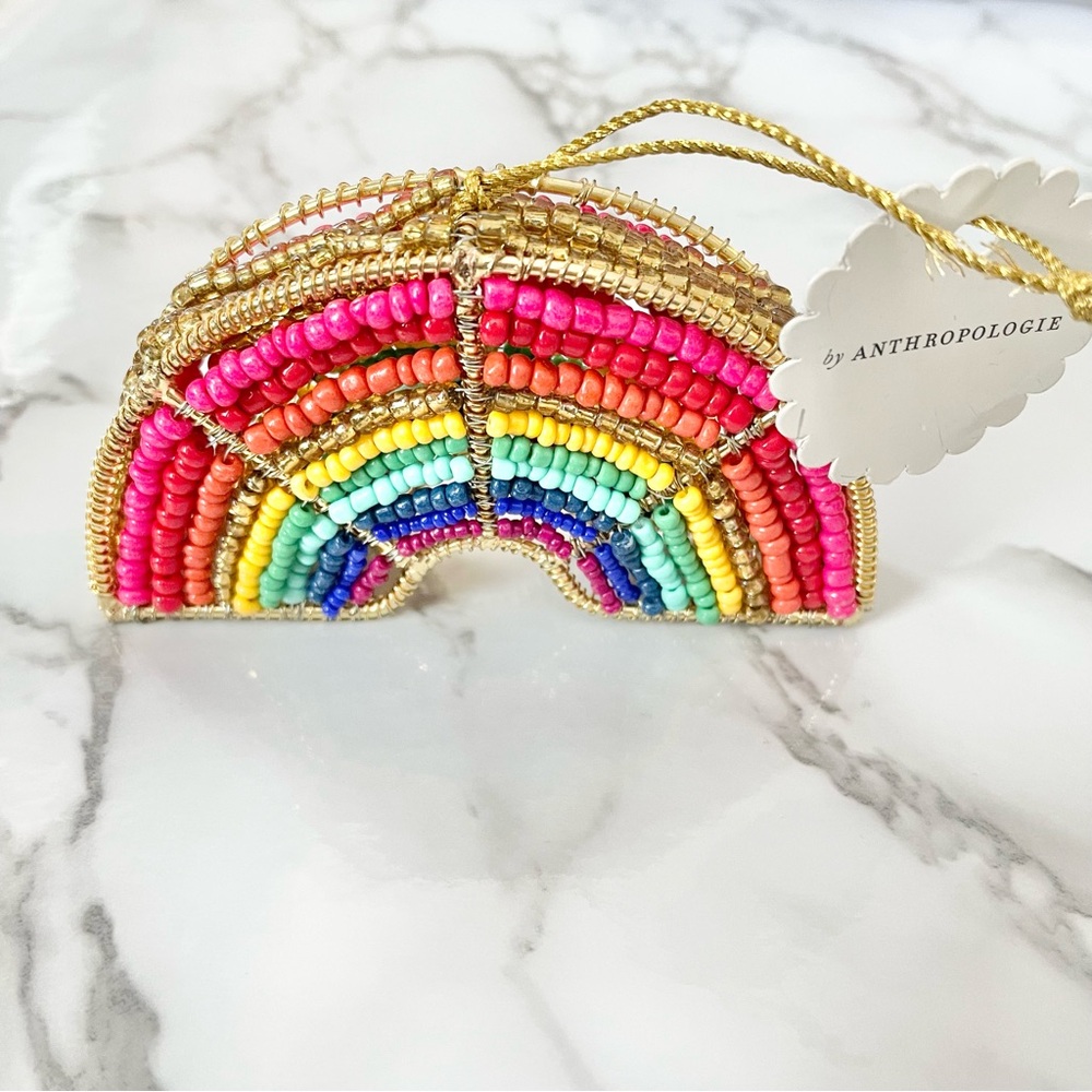 NWT Anthropologie beaded rainbow ornament New
